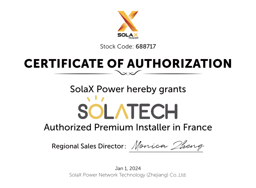 Solatech Certification par Solax